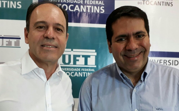 Marcus Marcelo e reitor da UFT, Luiz Eduardo Bovolato