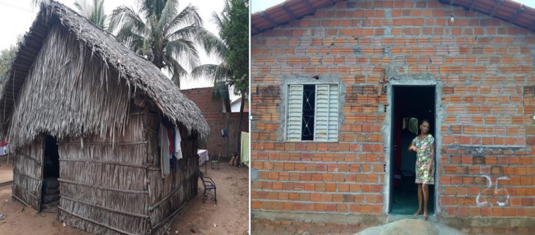 Antes e Depois da construção da casa da Dona Raimunda