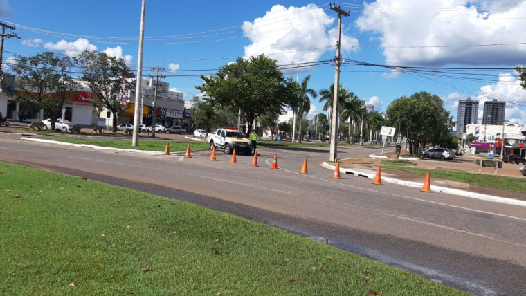 A Avenida JK no centro da cidade já foi parcialmente interditada