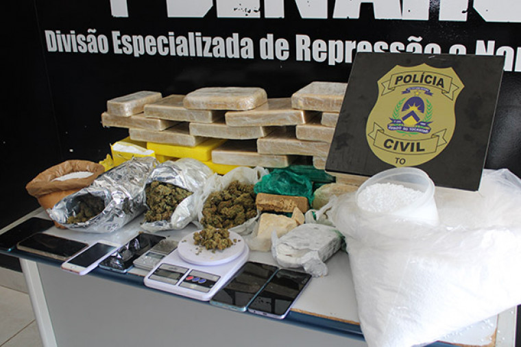 Droga apreendida durante operação da Polícia Civil em Palmas.