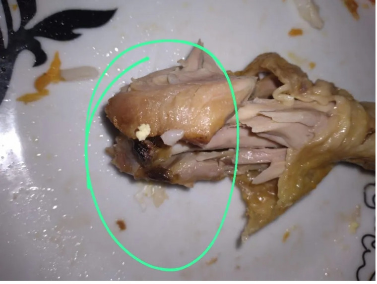 Larvas foram encontradas em um pedaço de frango durante o jantar