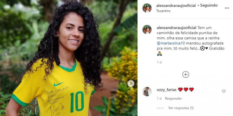 Camisa 10 da Seleção, Marta deu presente inesquecível à jovem Tocantinense.