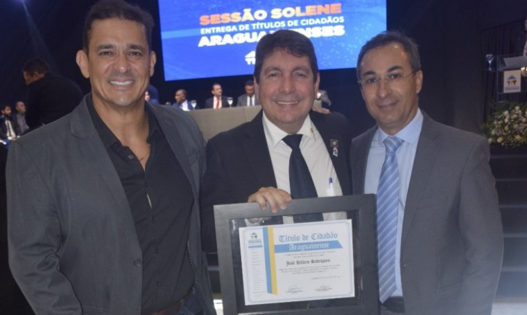 Governador do Rotary Club, prefeito Wagner e ex-vereador Divino Bethânia Jr