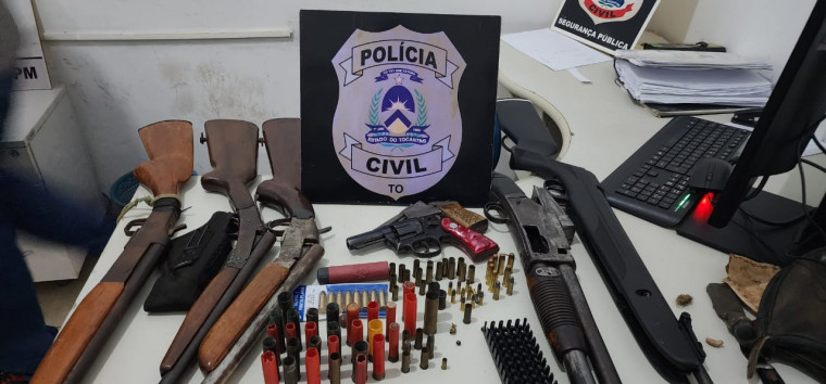 Armas apreendidas durante operação da PCTO no Bico do Papagaio.