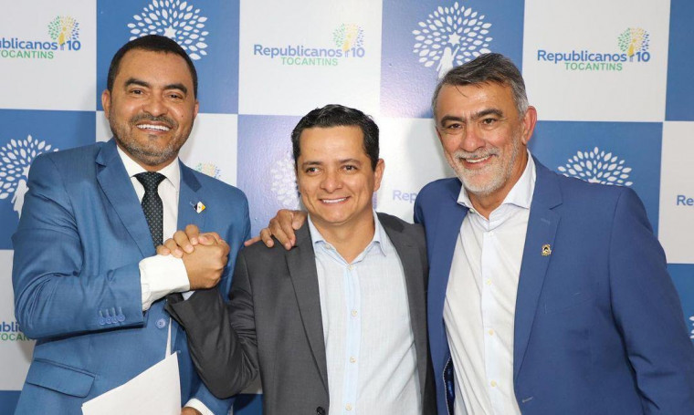 Governador Wanderlei Barbosa, deputado Jorge Frederico e presidente da Assembleia, Amélio Cayres