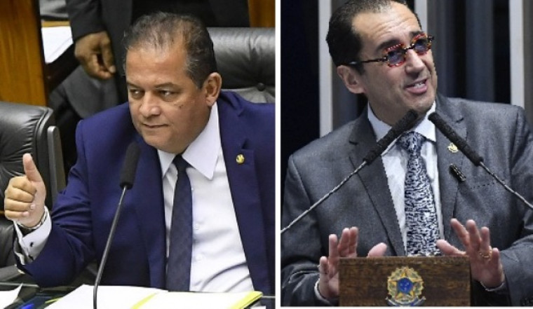 Senador Eduardo Gomes, à esquerda, e o senador Jorge Kajuru, à direita.