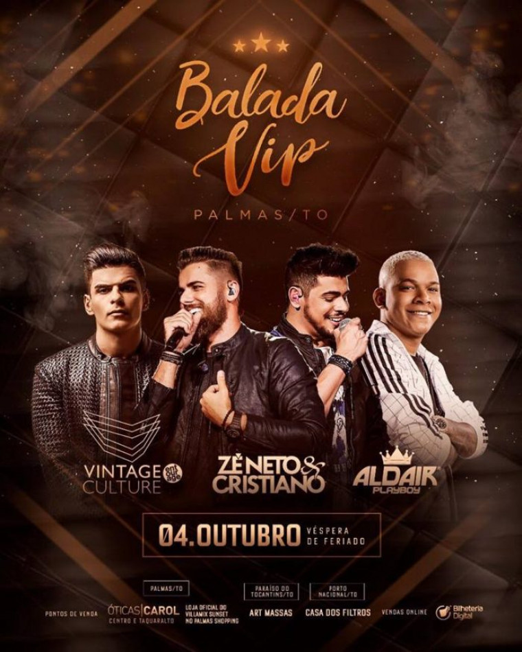 Vintage Culture, Aldair Playboy e Zé Neto & Cristiano se apresentam no Balada Vip em Palmas