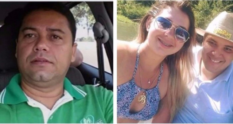 PM Sayno Oliveira Silva [esquerda] e casal que morreu atropelado [direita]