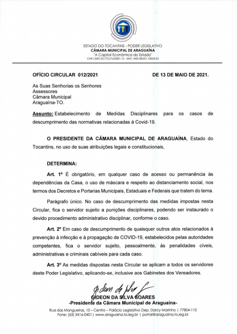Novo documento da Câmara de Araguaína