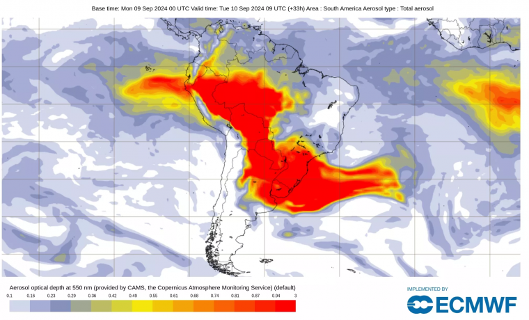 Fumaça de queimadas aumentará e chegará a Buenos aires e montevidéu