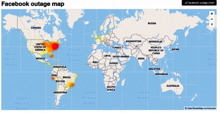 O mapa mostra os lugares onde os usuários foram mais afetados