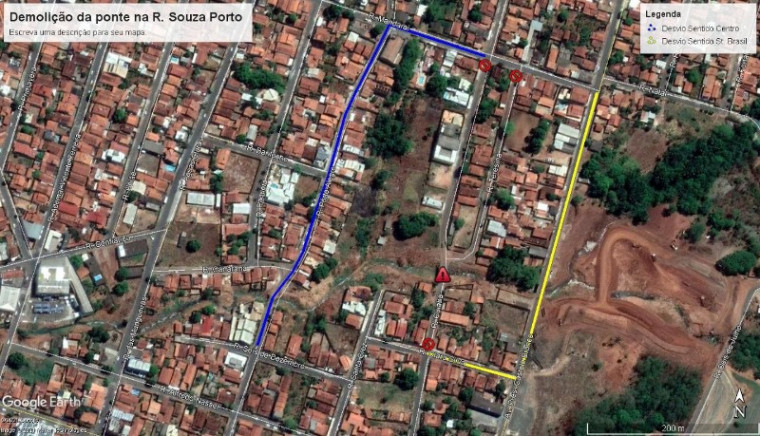 Já quem precisa trafegar pela Rua Souza Porto, que liga o Centro ao Setor Brasil, poderá seguir pela Rua Mandaraí ou pela Rua Clara Silva