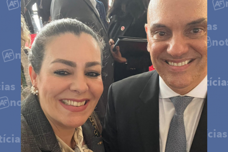 Cinthia ao lado do ministro Alexandre de Moraes; Prefeita postou registro em suas redes sociais