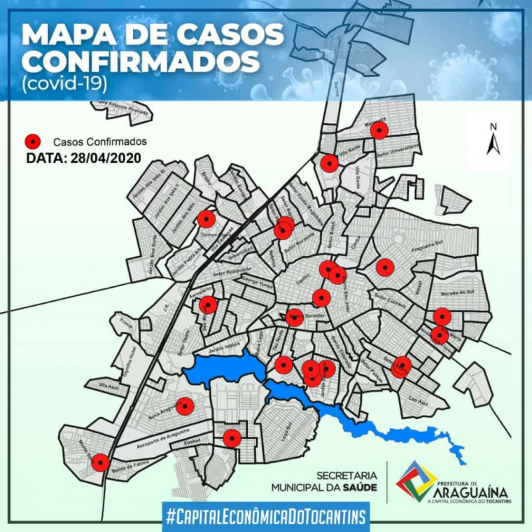 Mapa atualizado da covid-19 em Araguaína