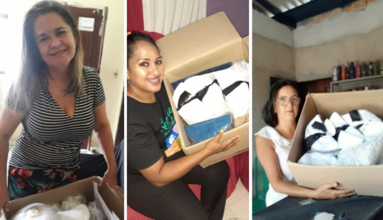 Maria Ivanilde, Celia Fonseca e Sônia Maria são artesãs e costureiras de Araguaína