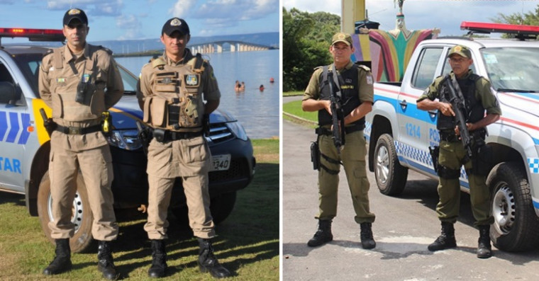 Policiais do Tocantins (direita) e Pará