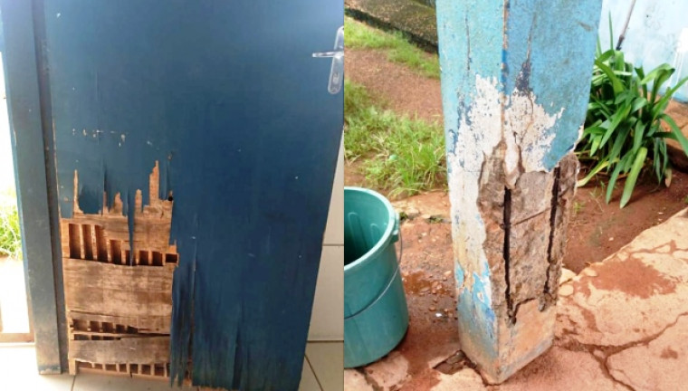Fotos enviadas ao MP mostram condições precárias das estruturas da escola