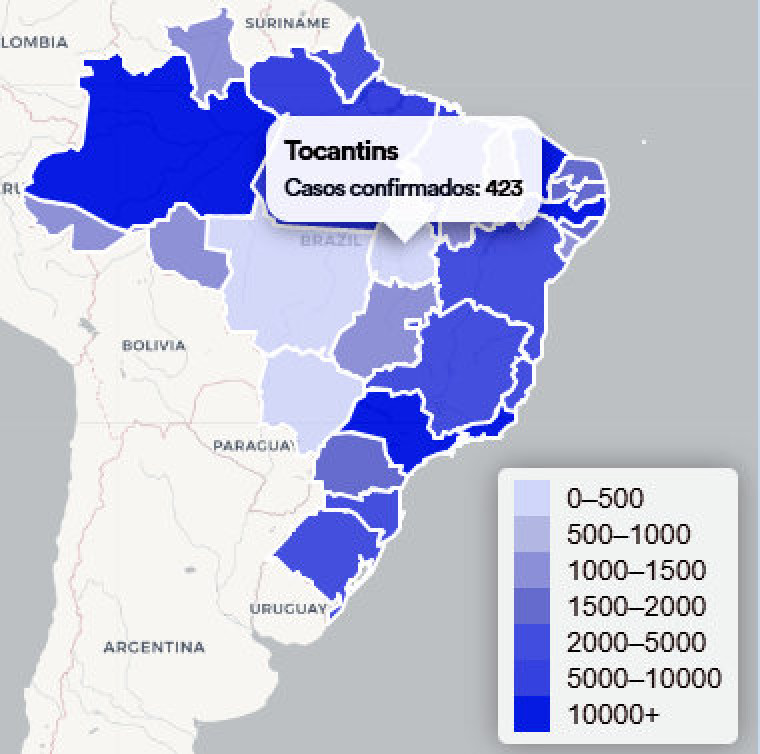 Apesar do aumento de casos, o Tocantins é o estado com o menor número de óbitos