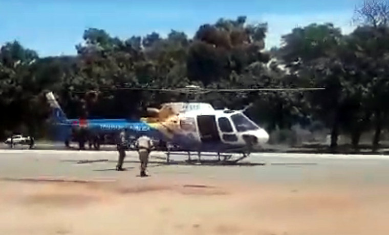 O helicóptero foi acionado para transportar um bebê de 9 meses vítima de afogamento