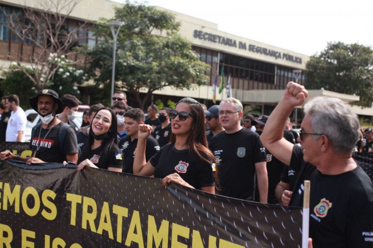 Mobilização que aconteceu em frente ao Palácio Araguaia
