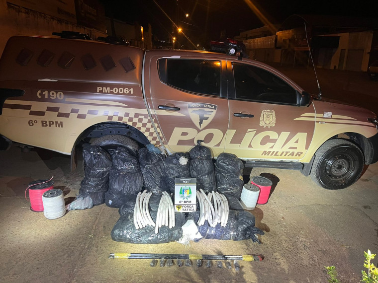 Material explosivo apreendido durante abordagem da PM em Taquaralto.