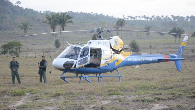 O helicóptero da SSP foi utilizado na operação