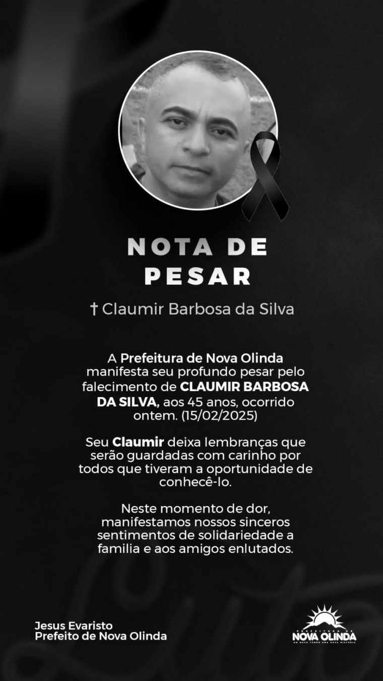 Nota emitida pela Prefeitura de Nova Olinda