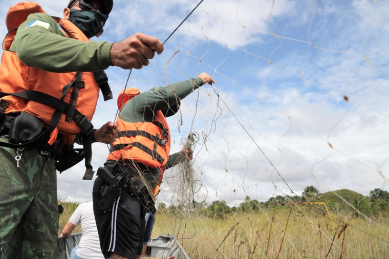 Durante a última piracema, mais de 500 metros de rede de pesca