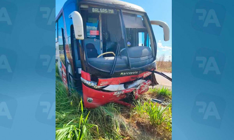 Frente do ônibus de turismo ficou danificada