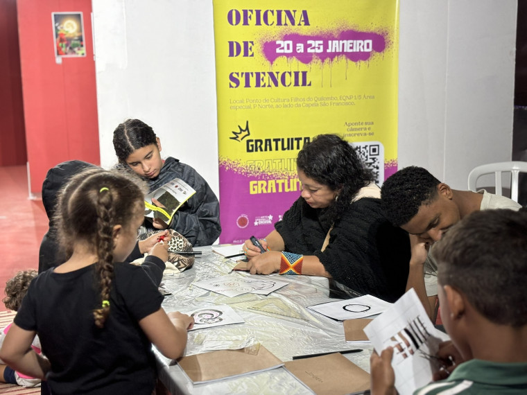 Oficina de stencil e encerramento da ação.